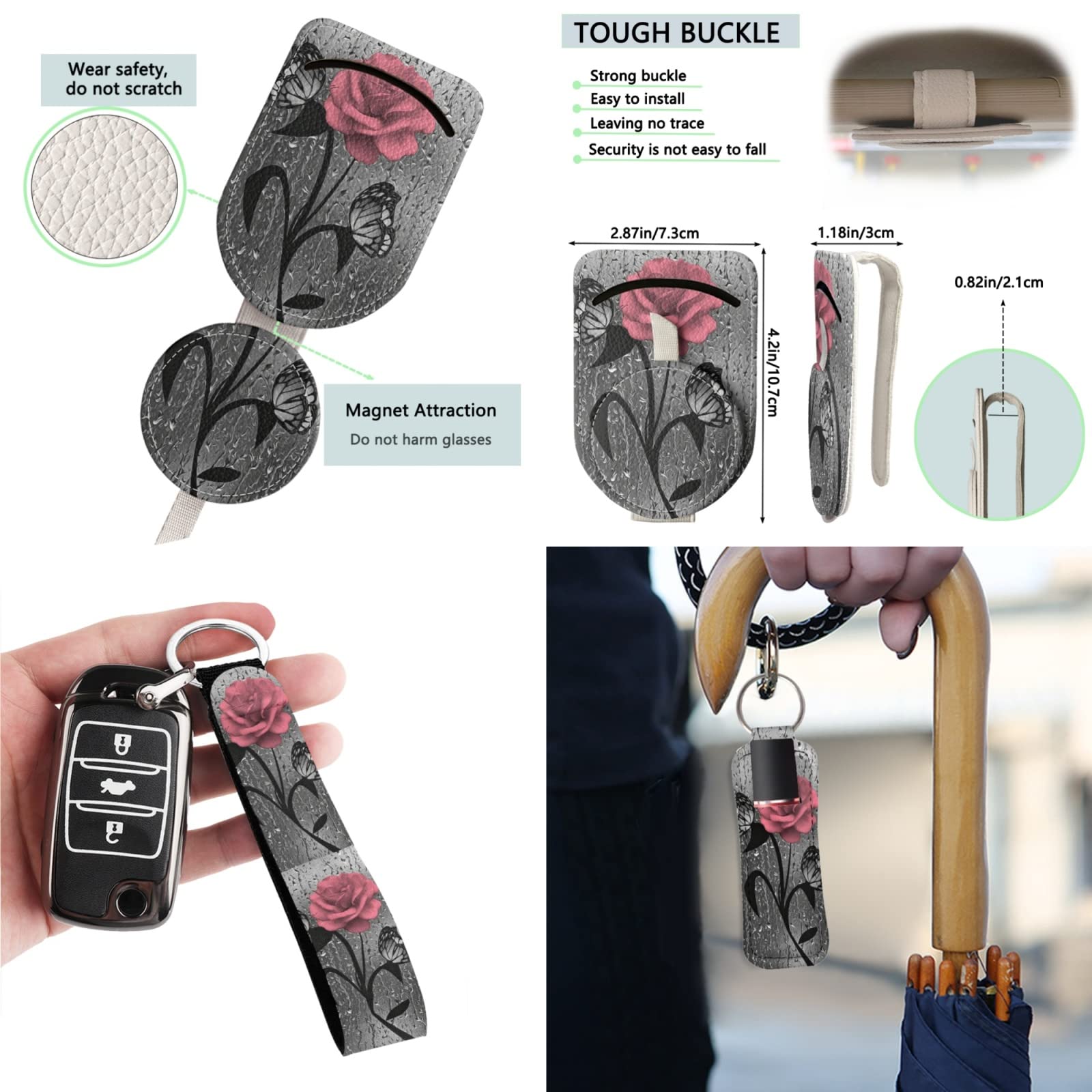 Xoenoiee Juego completo de fundas universales para asiento de auto, incluye soporte para gafas de sol, soporte para gafas de sol, funda para volante, almohadillas para cinturón de seguridad, llaveros