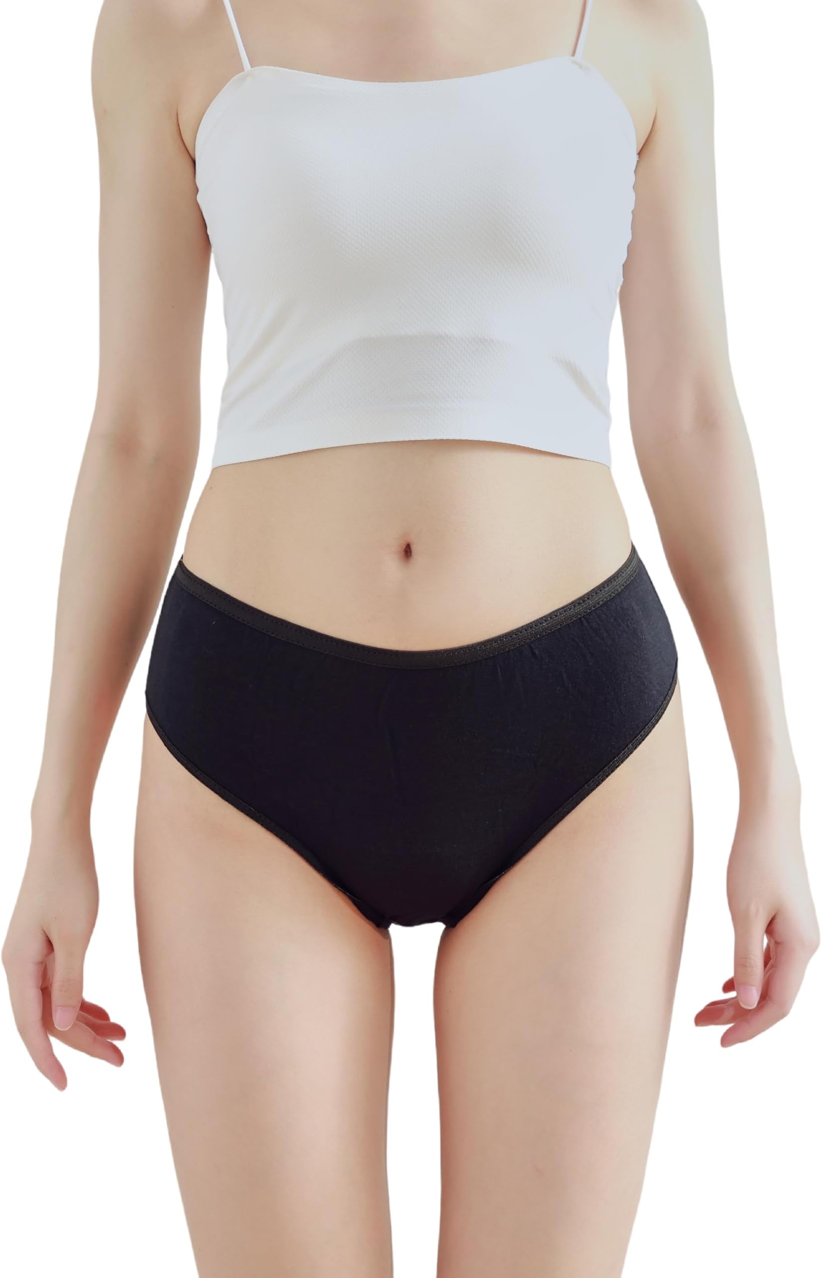 STARLY Women's Disposable Pure Cotton Underwear Travel Panties | 10pk High Cut Granny Briefs,White/Macarons/Black,Single Packed,One-off Handy Shorts,Ready to Use Travel Knicker,Reusable Pant