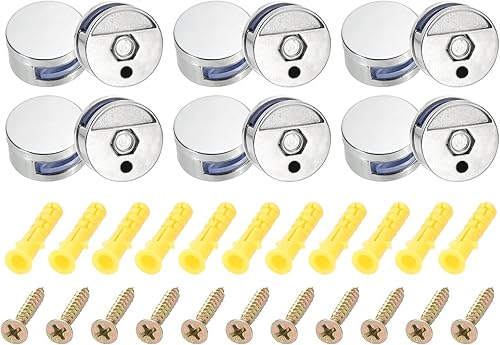 HARFINGTON Clips de espejo, 12 clips de vidrio flotantes para espejo de 0.197-0.315 in de grosor, clips de espejo de baño para espejo sin marco,