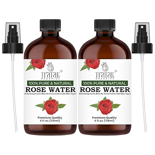Rose Water - Spray de agua de rosas orgánico refrescante para hidratación facial y de piel, agua de rosas pura para el cabello y el maquillaje,