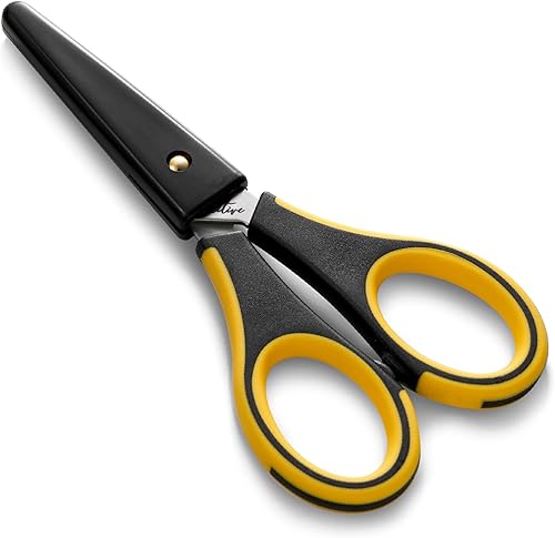 Miniatura 9 de Beaditive Tijeras de precisión para manualidades tijeras de papel de acero inoxidable con tapa de seguridad cuchillas ultra afiladas y asas