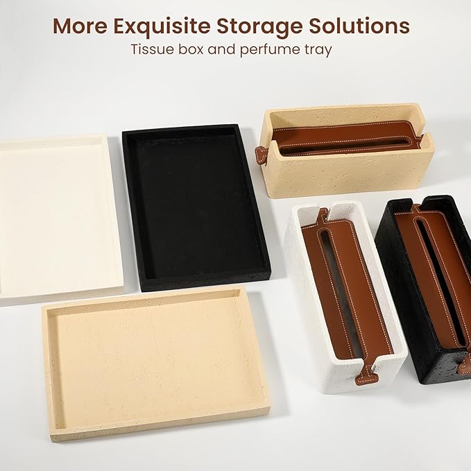 Bandeja Decorativa de Travertino Artificial 30x20 cm, Negra miniatura 8