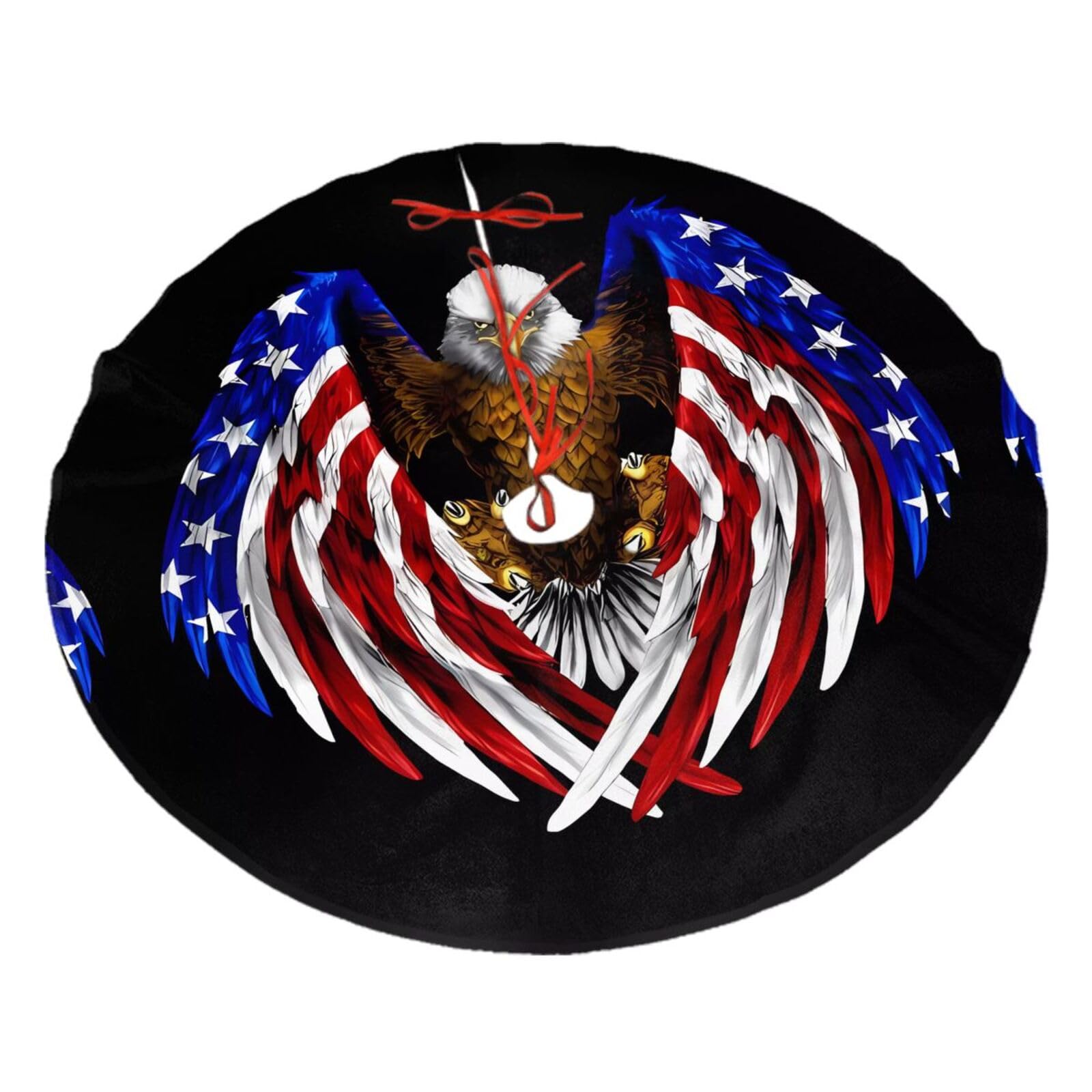 USA Flag Patriotic Eagle36 Christmas Tree Skirt Christmas Plush Tree Skirt Indoor and Outdoor Decoration