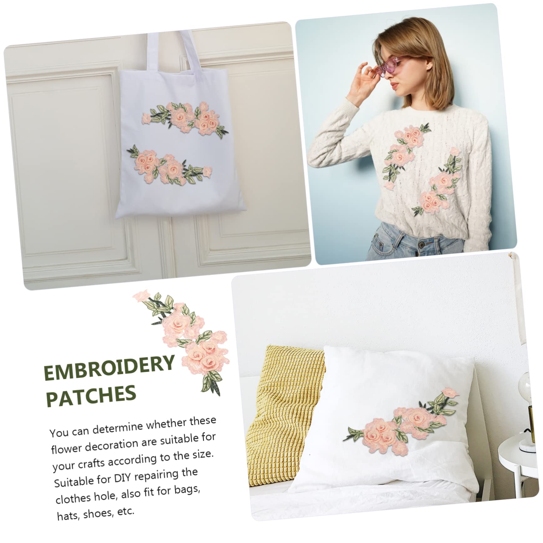 Apliques para ropa, Parches bordados de tela flores, 4 piezas parches apliques florales