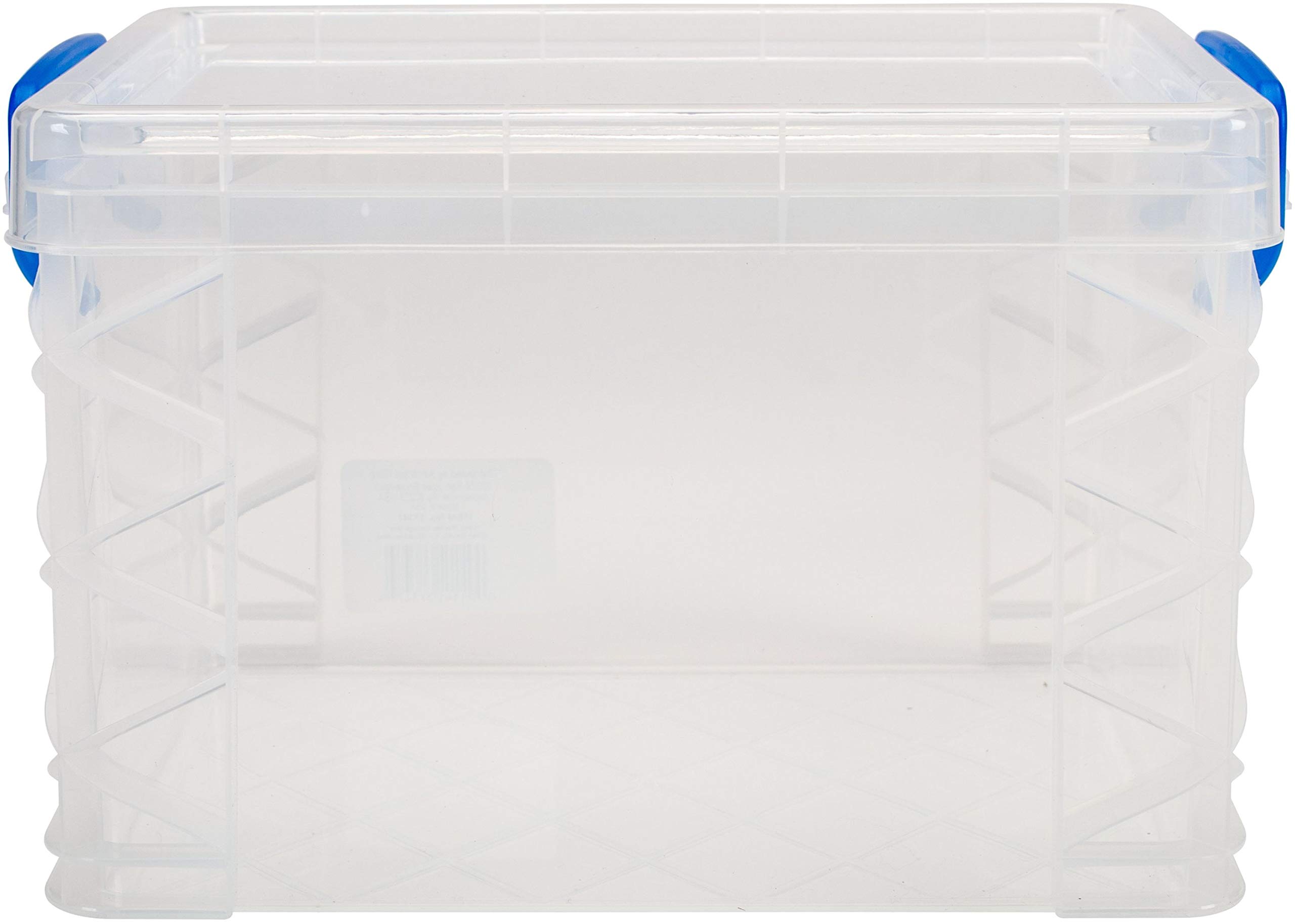 AdvantusCORPORATION Storage Studios Super Stacker Storage Box-26cm x 19cm X6.13cm Clear/Blue Handles