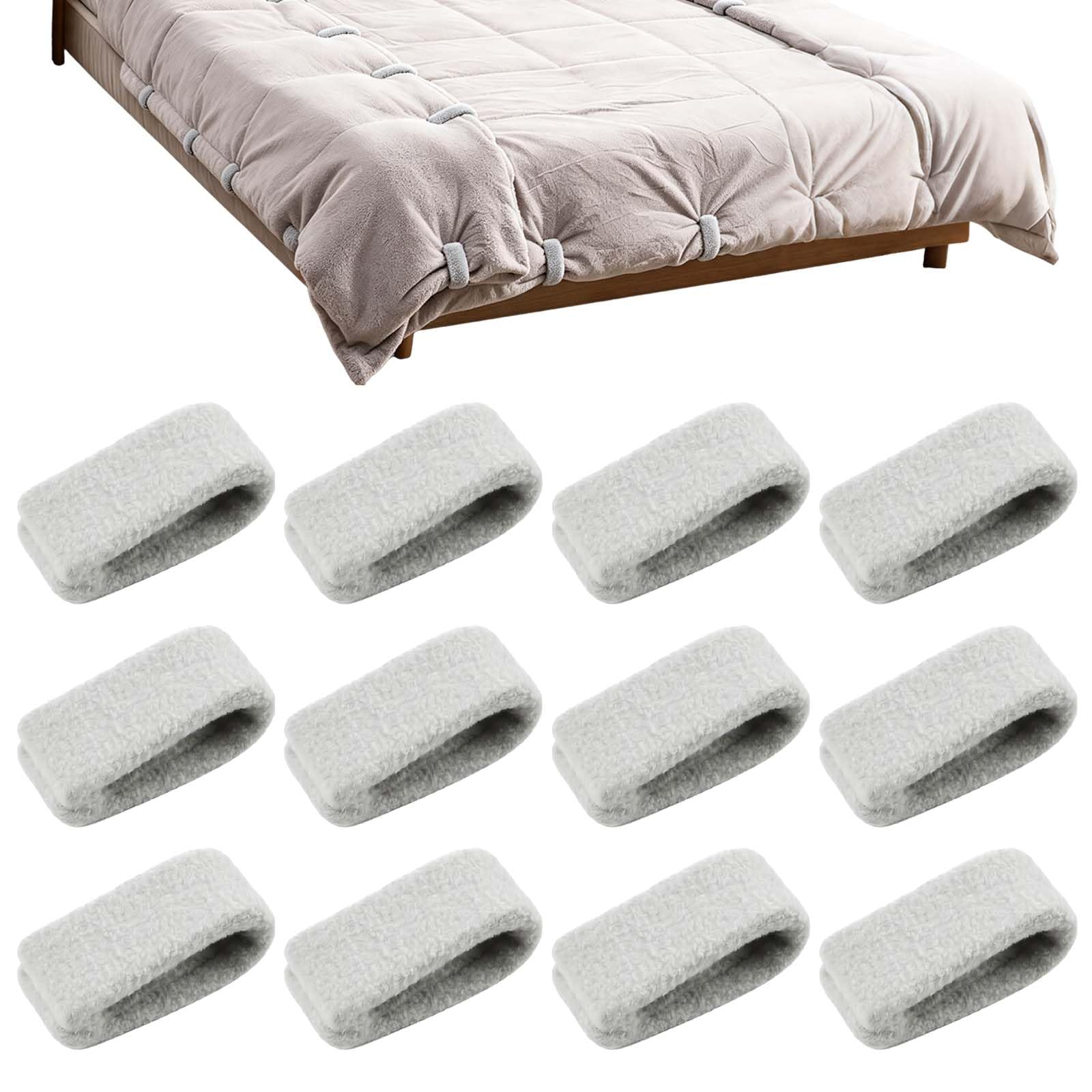 12 Pcs Quilt Fixing Clips, Comforter Quilt Gripping Holder Fixator without pins, Quilt Clips with One-Key Unlock, Non-Slip Duvet Cover Clips Soft Cotton Fabric Comforter Fasteners for Bedding Blankets