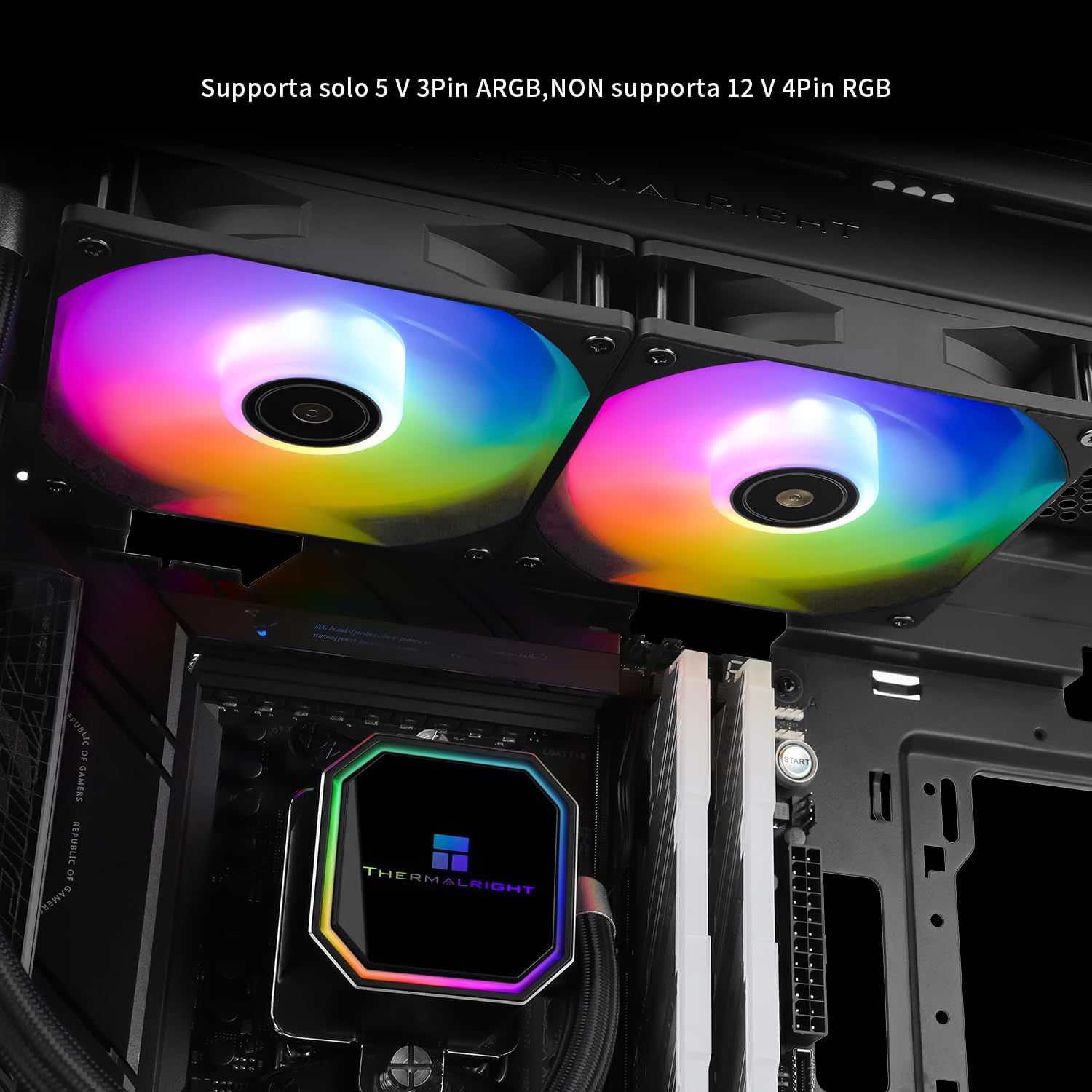 TR Frozen Prism 240 BLACK ARGB Chłodzenie cieczy CPU z wentylatorem PWM 120 mm, wbudowany radiator chłodzący wodę do AMD/AM4/AM5, INTEL 1700/1150/1151/1200/2011