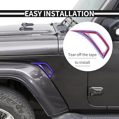 Miniatura 28 de Voodonala Para Jeep JL Lateral Aire Acondicionado Salida Decoración Decoración Trim para Jeep Wrangler JL JLU Gladiator JT 4xe, ABS Rojo