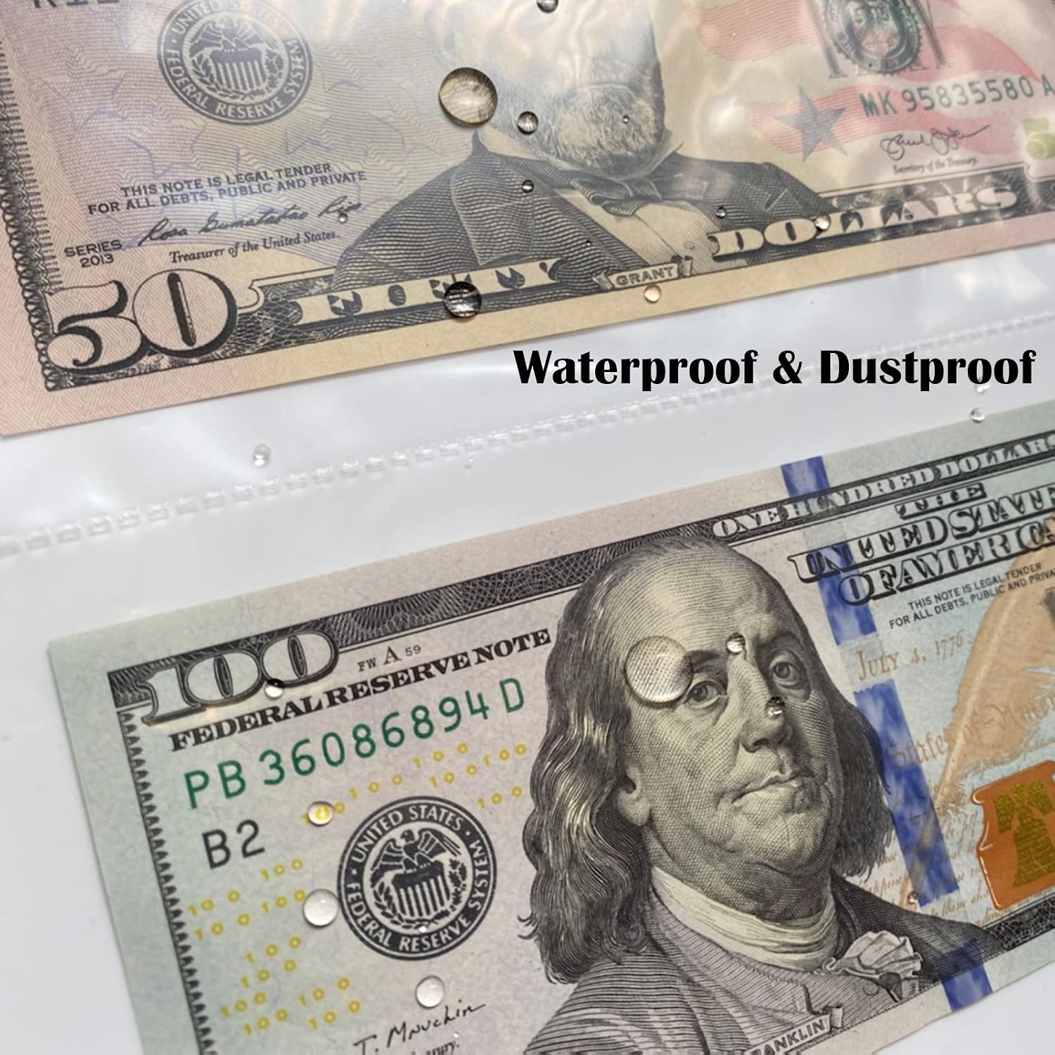 Currency Sleeves,50Pcs Page Protectors for 3 Ring Binder, 3-Pocket Banknote Sleeves, 8.5 x 11, Dollar Bill Holder for Collectors, Paper Sleeves for Currency Holder, Banknotes Album, Money Binder