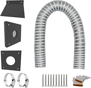 Pellet Stove Pipe Kit，Outside Cold Air Set for Pellet Stove,Fresh Air Intake Vent,2"X60",Exhaust Flex Pipe with Wall Plate Screen & Screw Hose Clamps Steel Pellet Stove Vent Kit