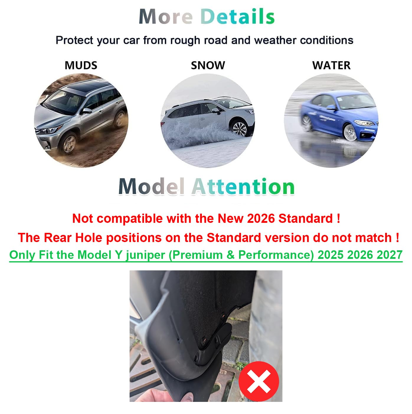 GAFAT 2025 2026 Tesla Model Y Juniper Premium Performance Garde-Boue Avant et Arrière, Protection, Pas de Perçage, Forte Ténacité, Tesla Model Y 2025 Accessoires [OEM Original] (4 PCS) [Pas Stαndαrd]