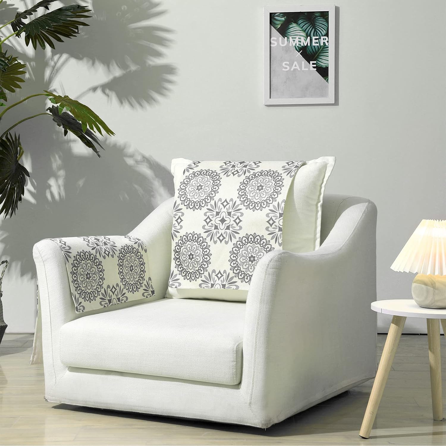 Oudain 2 Pcs Recliner Headrest Covers Headrest Protector for Recliners Chairs Sofa Furniture Slipcovers with Mandala Pattern for Home Couch Loveseats Decoration Housewarming Gifts