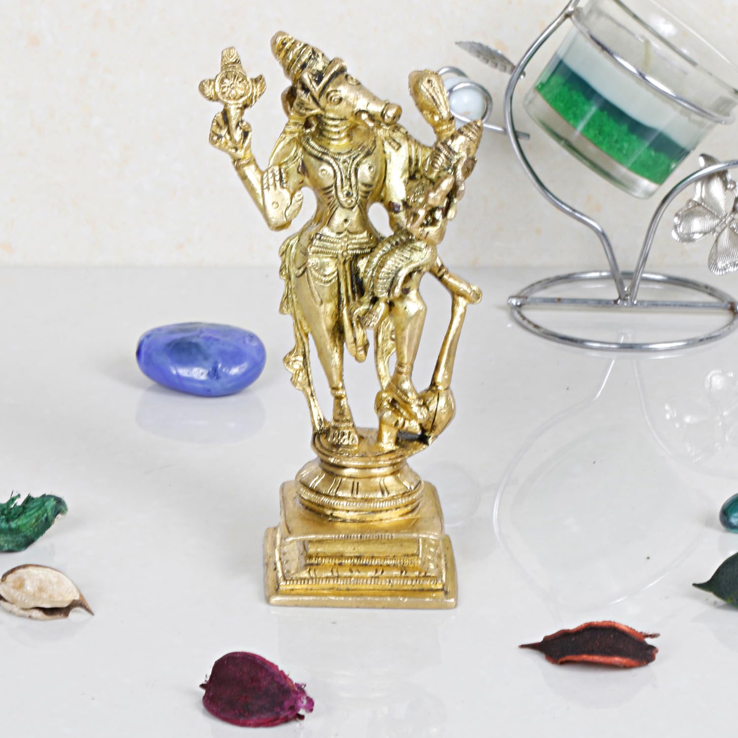 Brass Varaha Avatara of Vishnu with Bhudevi Varahi (Boar Incarnation of Lord Vishnu) Amman Silai Height 5.25 Inch.