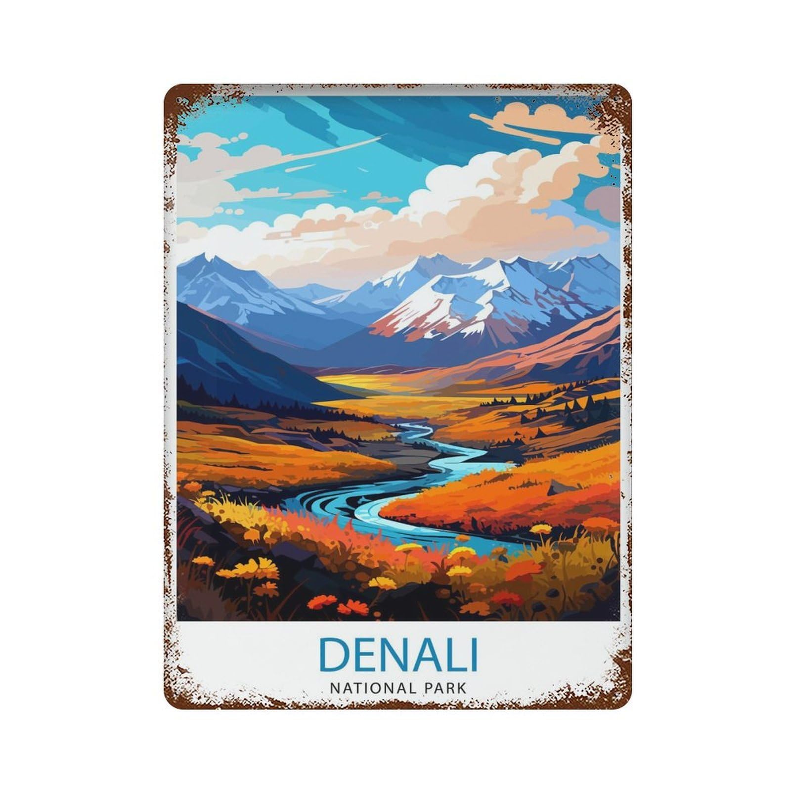 xiaoxiaoshen Denali National Park Alaska Travel Wall Decor Art Metal Tin Poster Modern Home Decor Art Home Bar Shop Decorations Vintage Sign 40x30cm