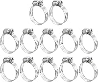 Vista 10 de uxcell Abrazadera de manguera de engranaje helicoidal, 12 abrazaderas de manguera de acero inoxidable ajustables de 1 a 1 1/2 pulgadas para asegurar