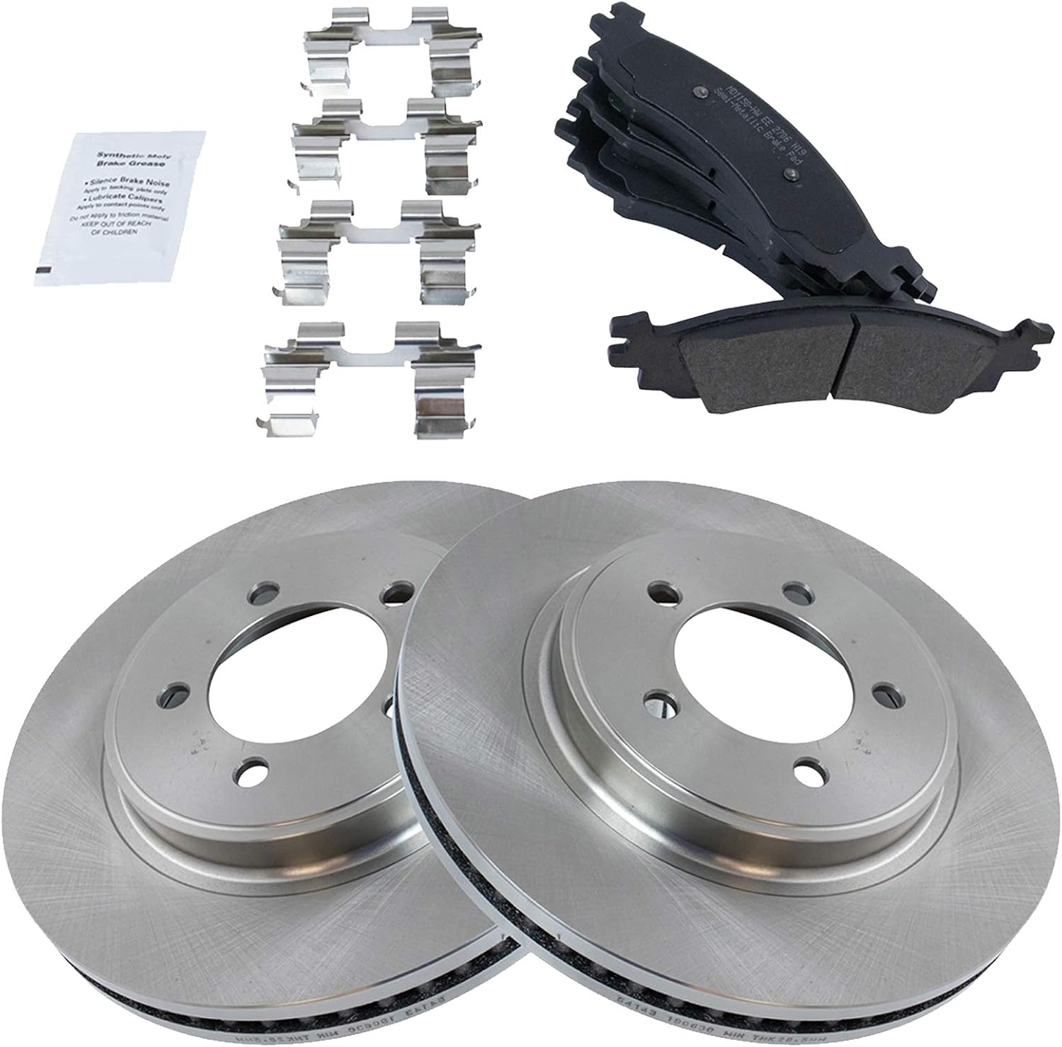 TRQ Front Brake Pad & Rotor Kit Brake Pads Brake Rotor Semi-Metallic Compatible with 2006-2010 Ford Explorer 2007-2010 Explorer Sport Trac Mercury Mountaineer