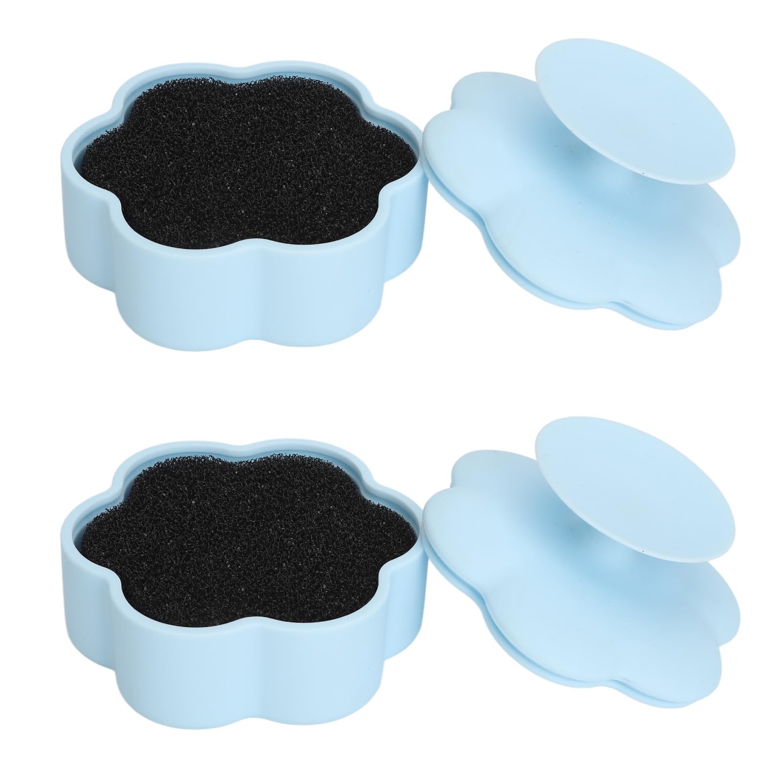 Makeup Brush Cleaner Mat, Cosmetic Brush Cleaning Pad, 2 Pcs Flower Shaped Silicone Cleaner Pad, Color Removal Sponge, for Dry Brush Color Switch and Wet Cleaning