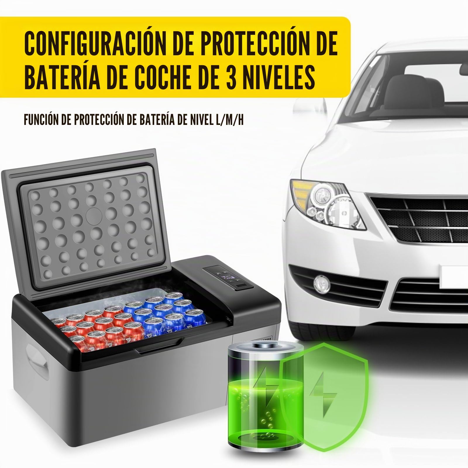 15L Mini Nevera Pequeñas Portátil Eléctrica Congelador Compresor Refrigerador de Coche 12V Rango de Temperatura - 20 ℃ - 10 ℃,Adecuado para Familias, Campamentos, Autocaravanas, etc.