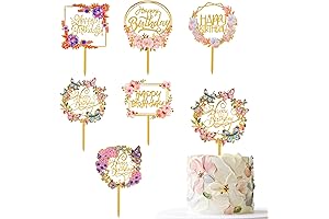6-Pack Flower Cake Toppers: Gold Butterfly Acrylic Cupcake Decorations