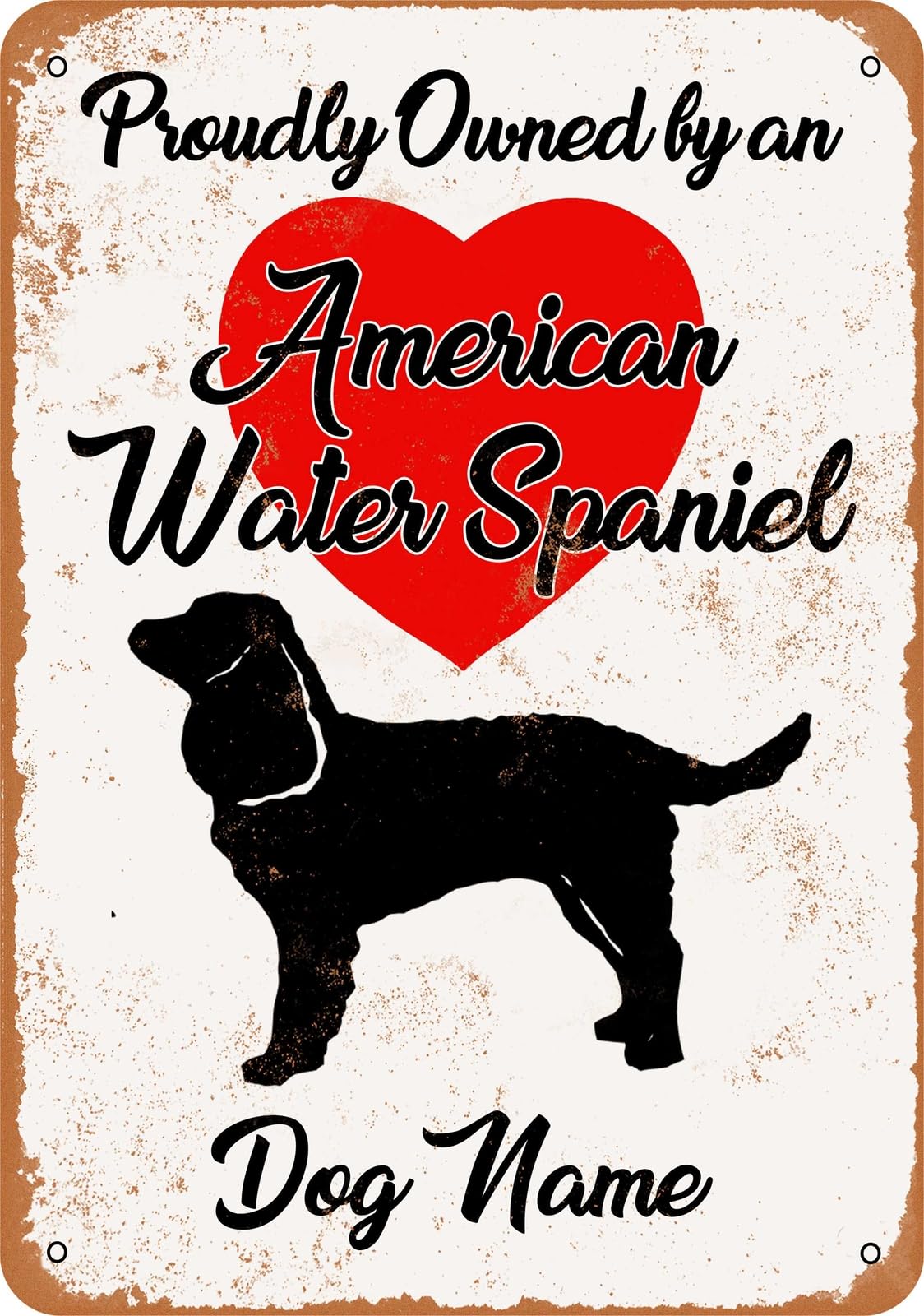 Miaomansenstore Metal Sign - Custom Dog Name - American Water Spaniel - Vintage Look Home Decor