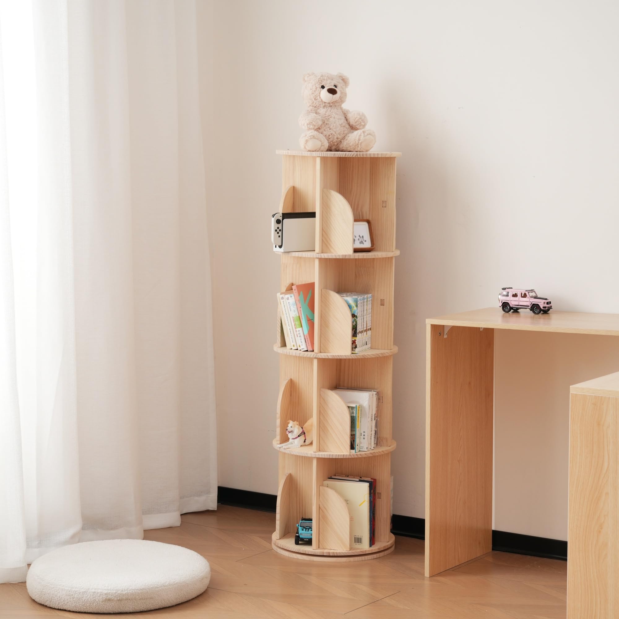 回転式本棚4段 Amazon｜APPOLYN本棚 回転式本棚 4段 直径40CM*高さ128CM A4紙
