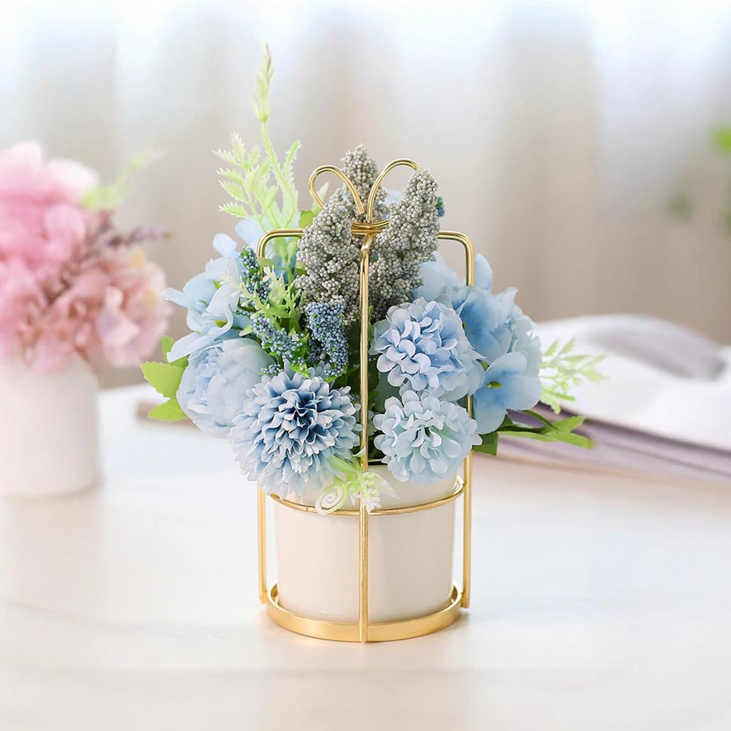 Vase céramique fleurs artificielles marguerite pot de fleur intérieur table Ekhasa Dahlia