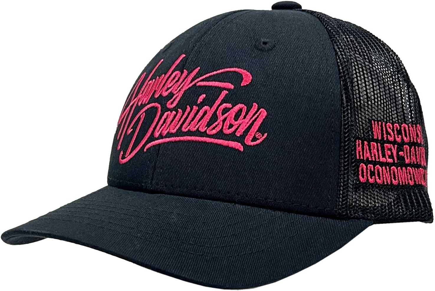 Harley-Davidson Women's Classic Ponytail Curved Bill Mesh Trucker Hat, Black