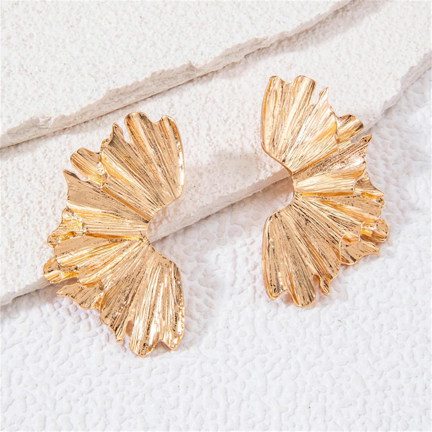 MALOYANVE Gold Statement Earrings for Women Exaggerated Large Geometric Bohemian Metal Leaf Flower Dangling Stud Earrings Jewelry Gifts - Image 4