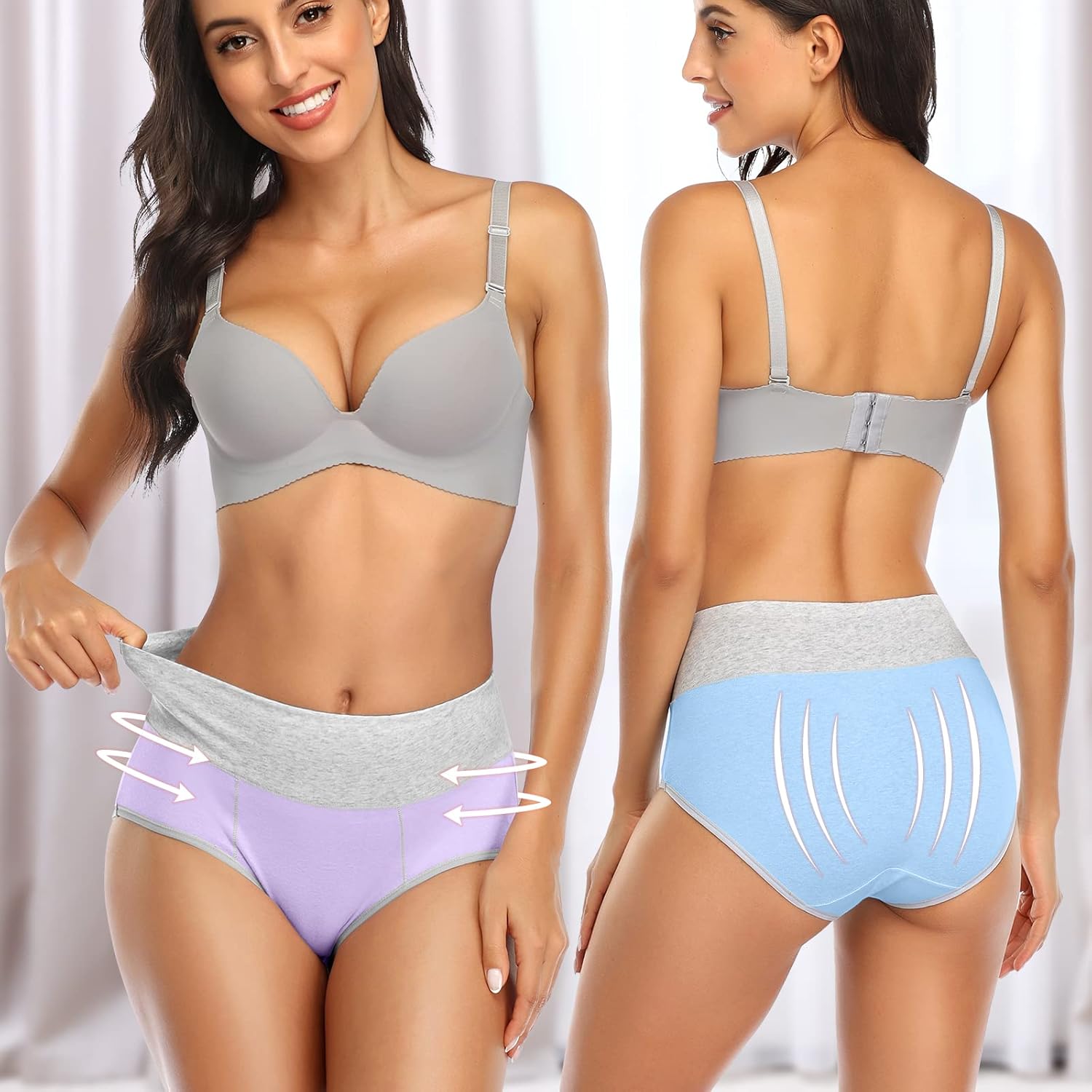 OLIKEME Womens High Waisted Underwear Tummy Control Cotton Full Coverage Ladies Panties Soft Stretch Briefs - Image 2