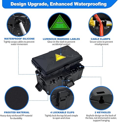 Miniatura 3 de Hrensaw Caja eléctrica mediana para exteriores (10.6 x 5.5 x 4.5 pulgadas), caja de conexión resistente a la intemperie con 6 entradas de cables,