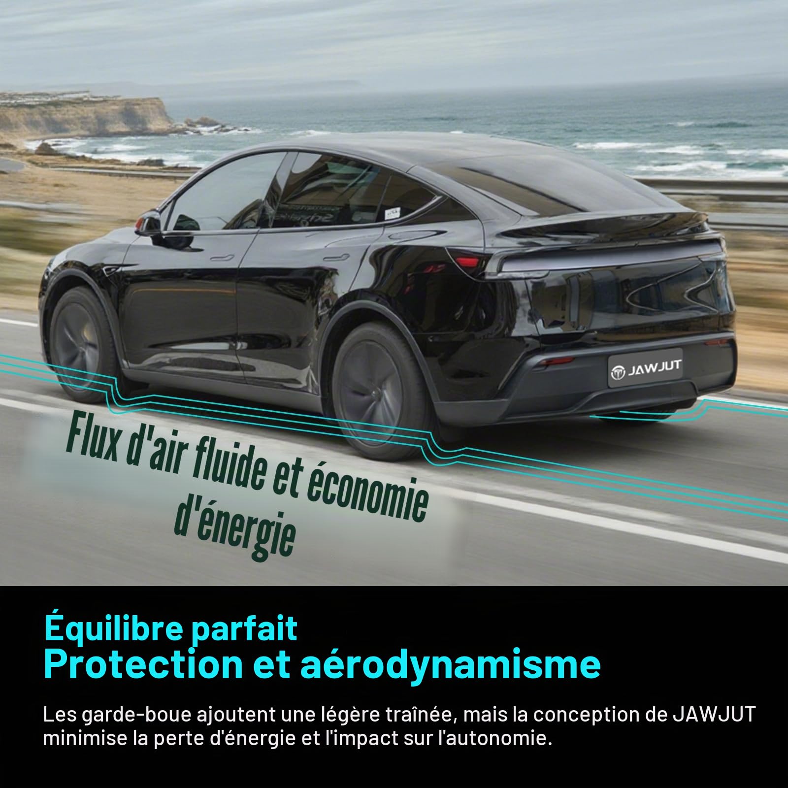 JAWJUT Lot de 4 bavettes Garde-Boue pour Tesla Model Y Juniper 2025~2026 – Support caché sans perçage, bavettes Anti-éclaboussures Toutes Saisons