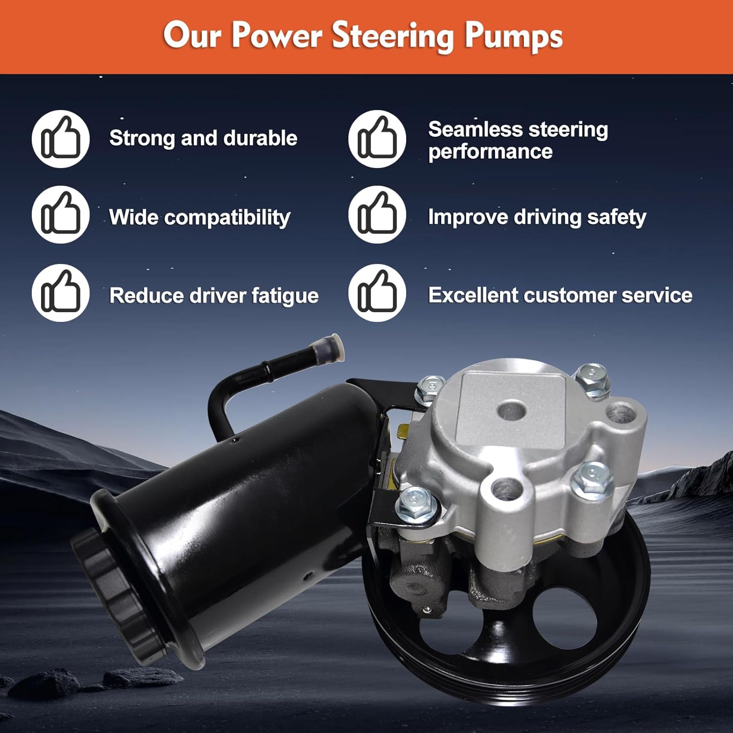 21-5229 Power Steering Pump with Pulley & Reservoir Compatible with 1995-2004 Toyota Tacoma, 1996-2002 Toyota 4Runner, 1995-1998 Toyota T100 Replace OE 4432004030 4432004052 4432004051 4432004050