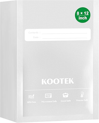 Kootek Bolsas selladoras al vacío para alimentos, bolsas de sellado al vacío de 100 cuartos de galón de 8 x 12 pulgadas, bolsa de vacío de alimentos