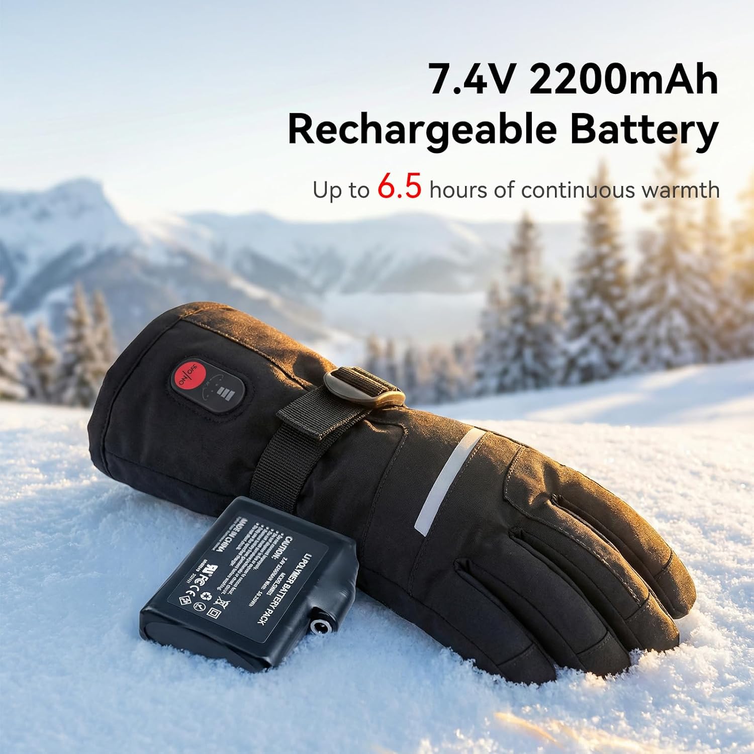 Heated Gloves for Men & Women, 7.4V Rechargeable Battery Powered Electric Ski Gloves, Insulated Water-Resistant Windproof Touchscreen Winter Gear for Skiing, Working, and Outdoor Activities