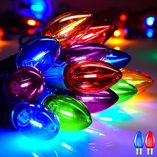 Miniatura 32 de 50FT C7 LED Christmas Lights, Outdoor Vintage String Lights with 52 Bulbs(2 Spare), Commercial Hanging Christmas Lights for Xmas Holidays Roofline