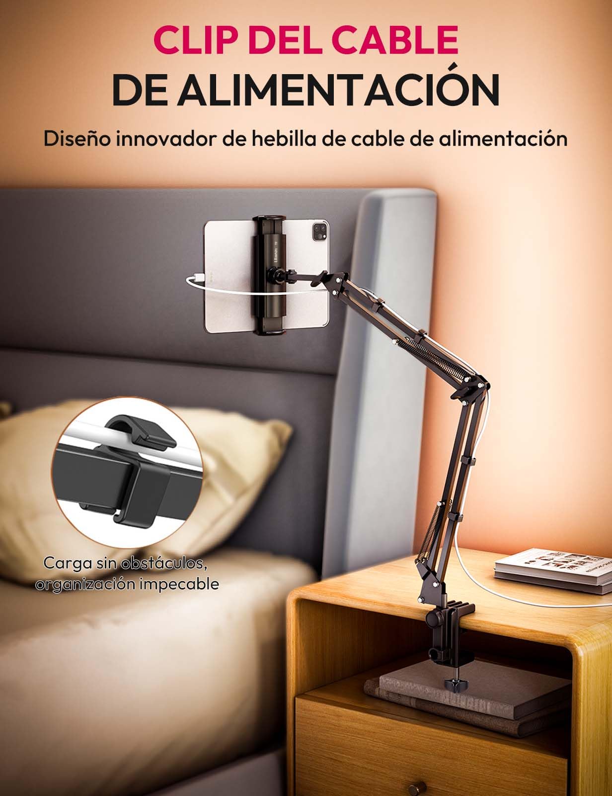 ULANZI Soporte Tablet Cama, 360° Giratorio, Aluminio para iPad 2021 Pro 9.7, 10.5, 12.9, Air Mini 3, 4, 5, Samsung Tab y Huawei MediaPad