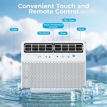 10,000 BTU U-Shaped Window Air Conditioner, Window AC Unit Cools Up to 450 Sq. Ft for Bedroom/Small Room, Saddle AC Unit with Full Window View, Quiet & Energy Saving, Installation Kit Included