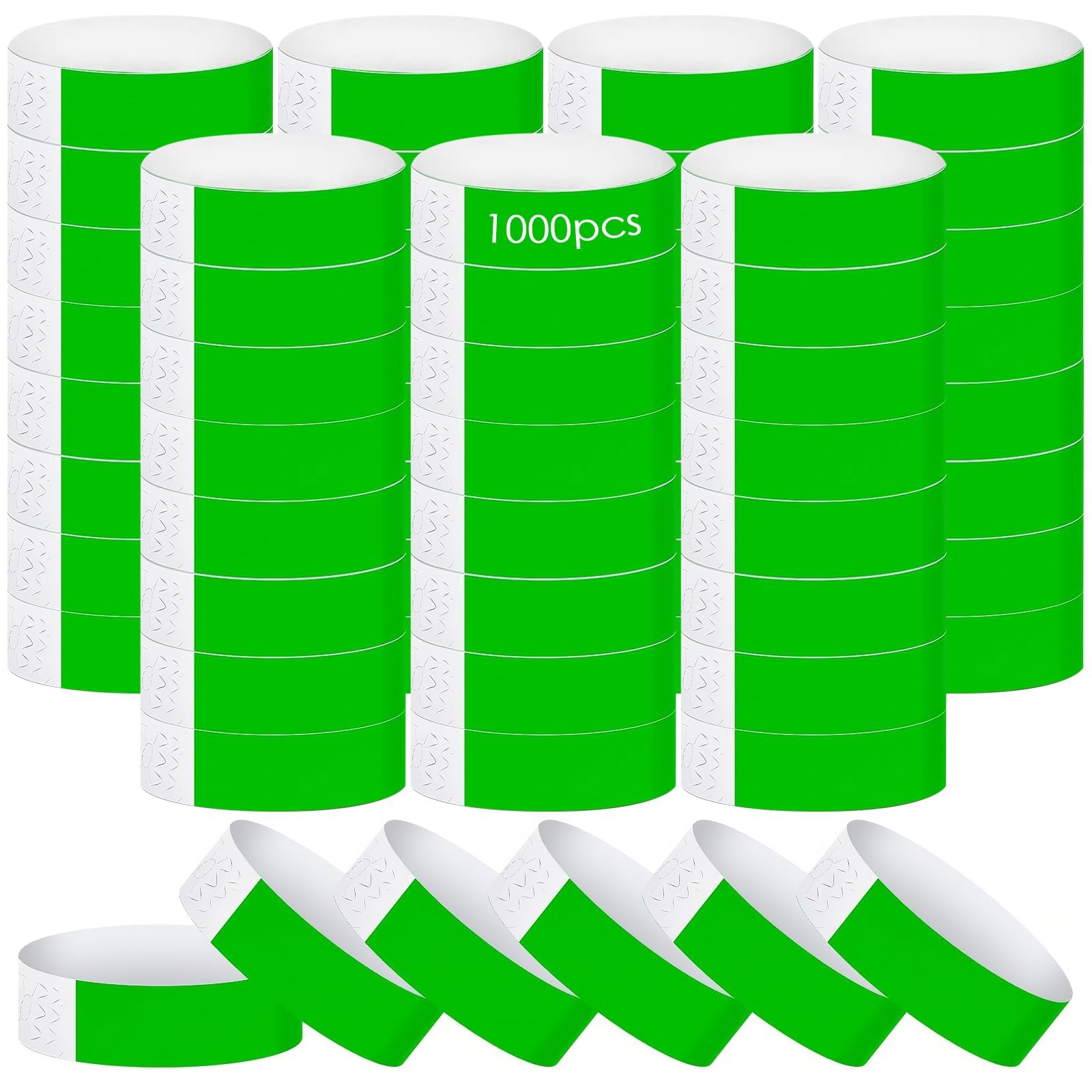 1000 pieces of entrance bands, festival entrance ribbons, waterproof neon bracelets, paper ribbons for events, colorful wrist party bands for party music festival concert competition (Green)