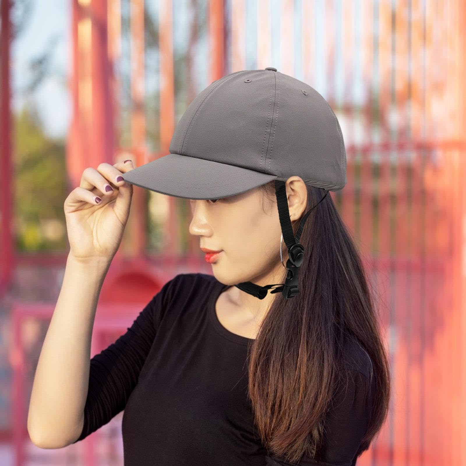 Gralara Fahrradhelm Hut Damen Fahrradhelm Hut Stoßabsorption Fahrrad Baseballkappe Leichte Fahrrad Mütze Verstellbare Schutzkappe PC Material für Radfahre, Grau, L