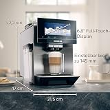 Siemens Macchina da caffè EQ900 TQ907D03, controllo app, display full touch, modalità barista, riduzione del rumore, fino a 10 profili, pulizia automatica del vapore, 2 contenitori per fagioli, 1500 - 2