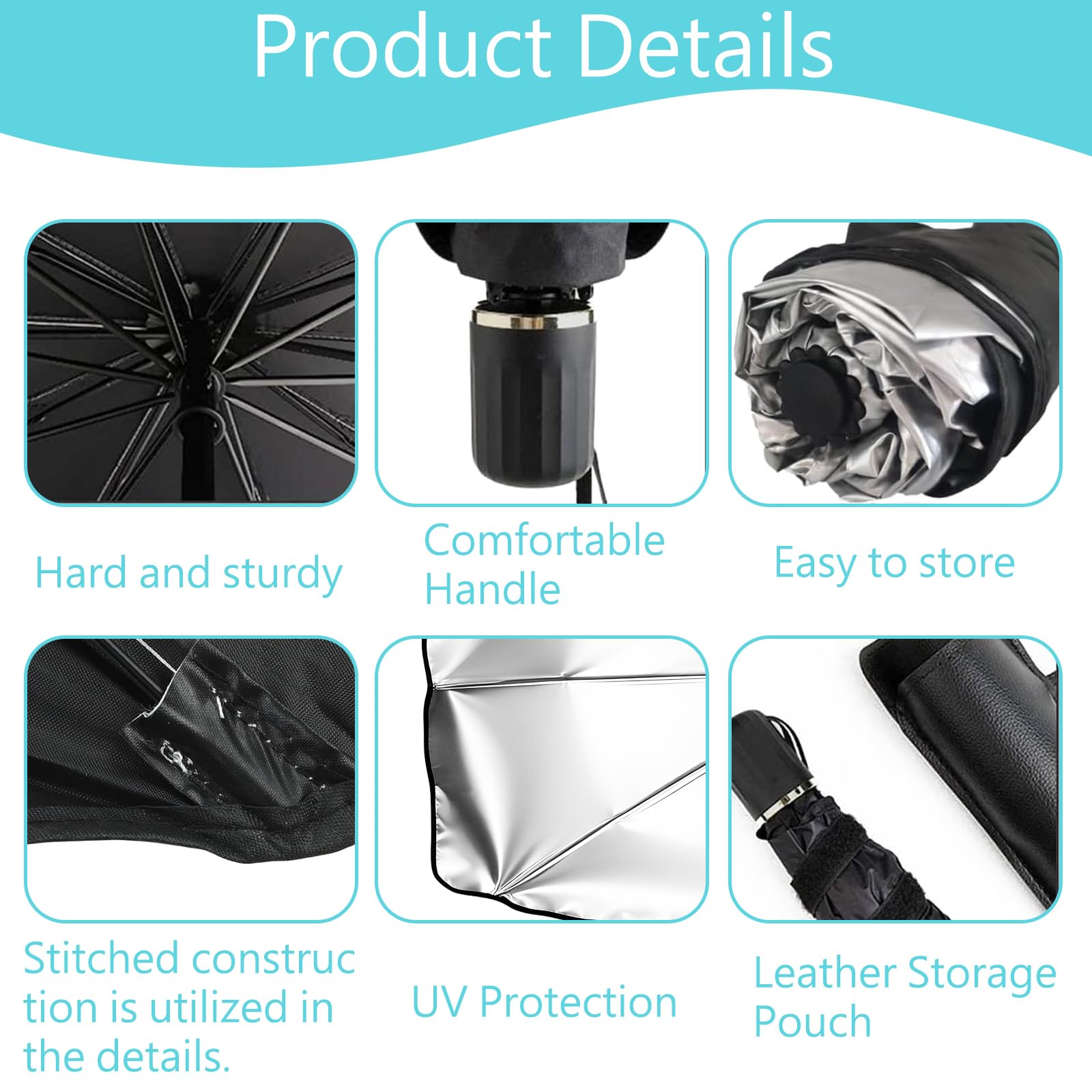 Parasol Coche Delantero 140 x 80 cm, Parasol Coche Paraguas Plegable, Parasol del Parabrisas Delantero, Auto Parasol Accesorios, Protección UV y Solar, para Mayoría de Coches SUV Camiones