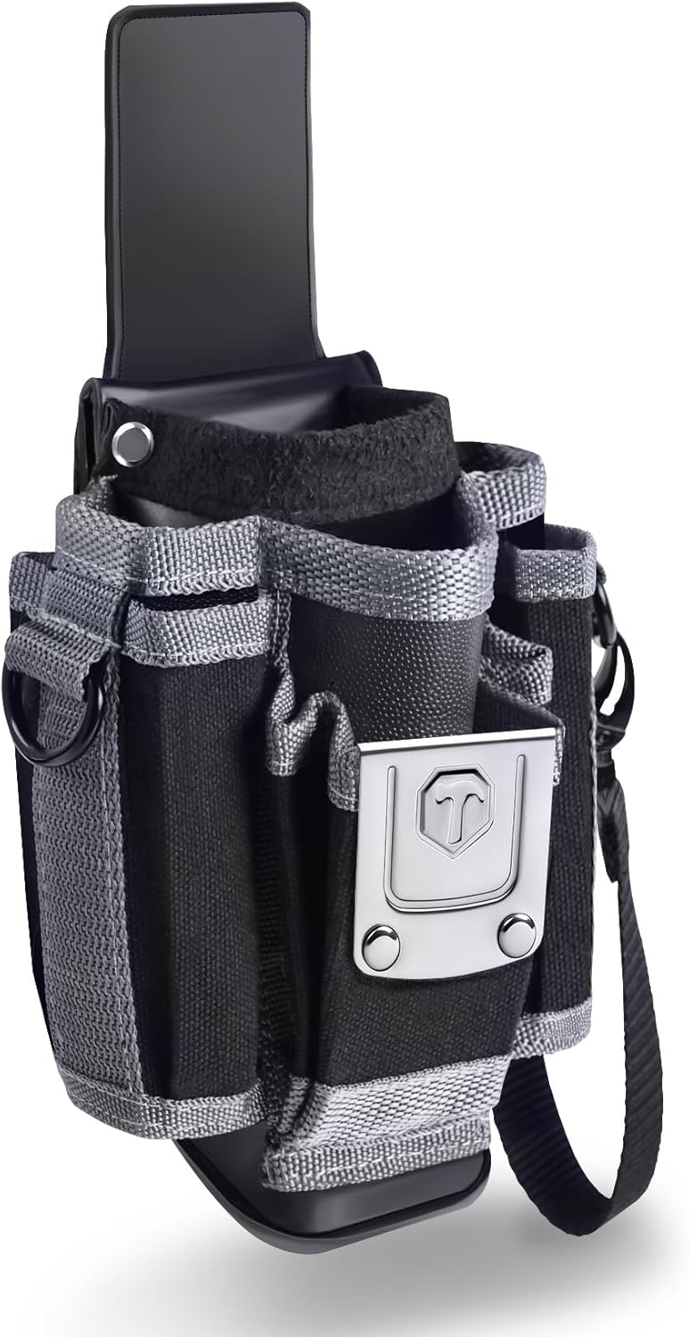Compact Tool Pouch with Belt Clip Replacement for MP1X, Leather Backed Small Sized Tool Pouch, Small 9-Pocket Tool Organizer