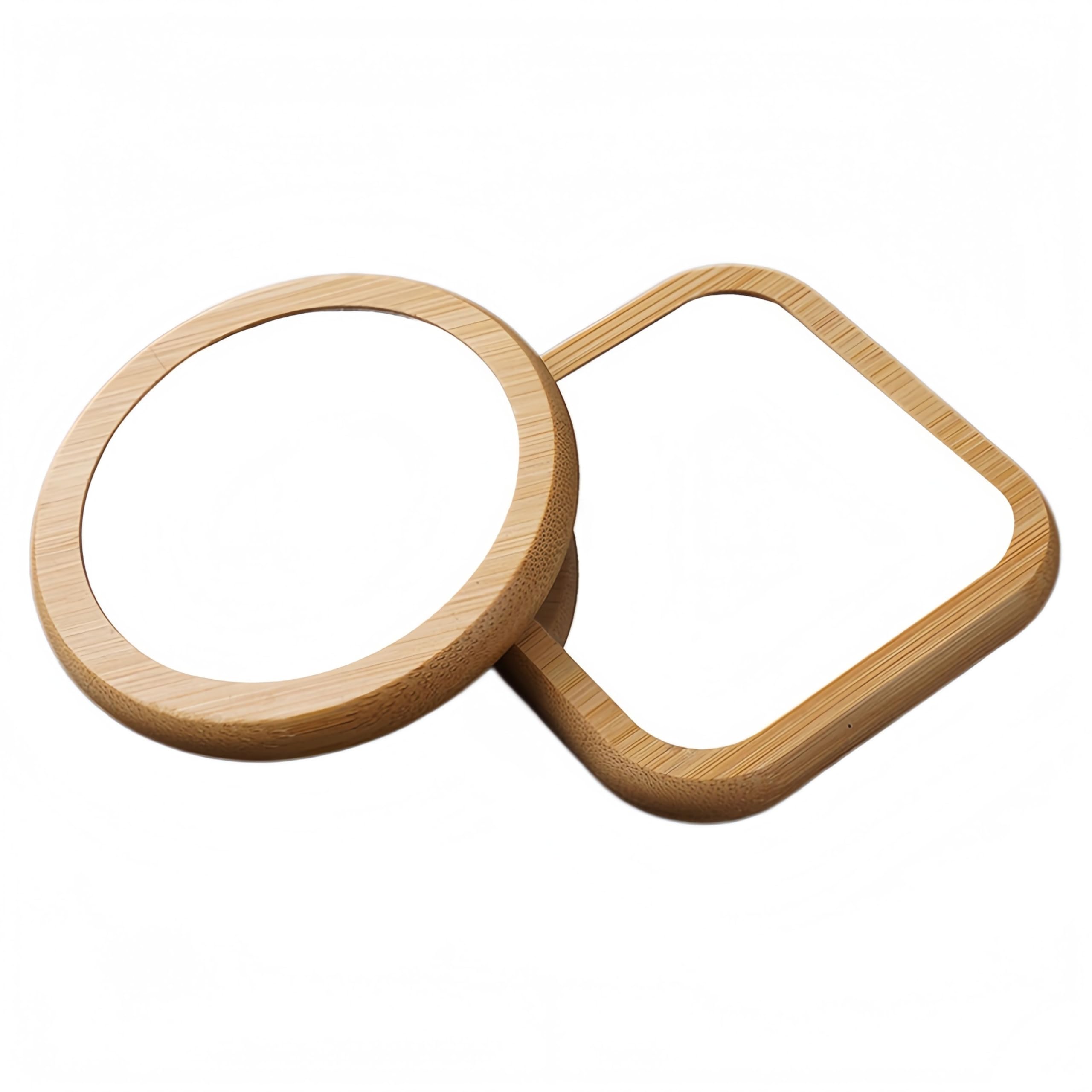Compact Mirror, Travel Mini Makeup Mirror, Natural Bamboo Wooden Round and Square & Round 2-Pack, Portable Pocket Mirror for Purse Handbag and Women’s Gifts-image-4
