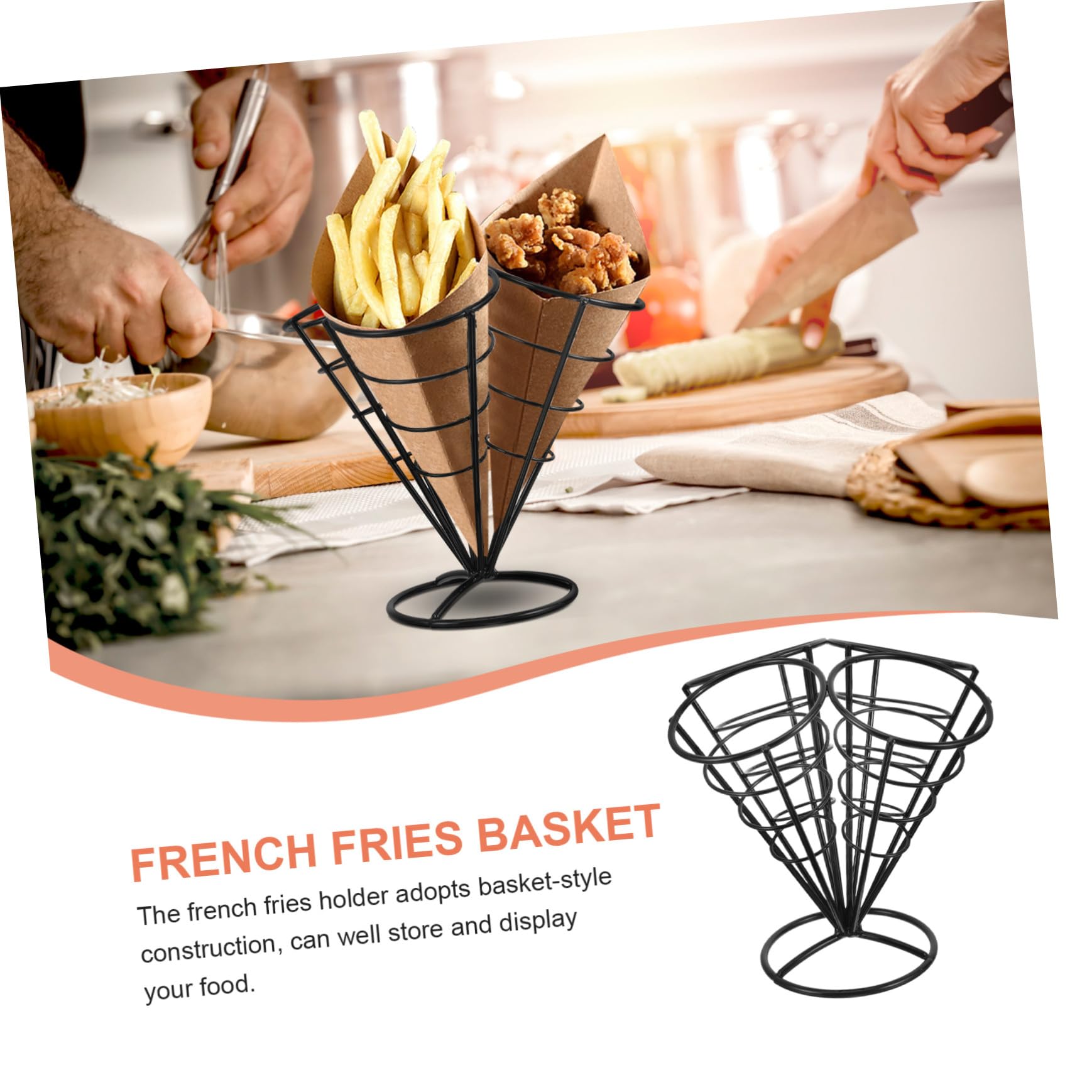 Baluue Porta Patatine in Acciaio Nero Brillante con Scomparti Supporto Snack Creativo per Antipasti per Casa Bar e Ristorante Cestino Organizzatore per Patatine Fritte e Finger Food