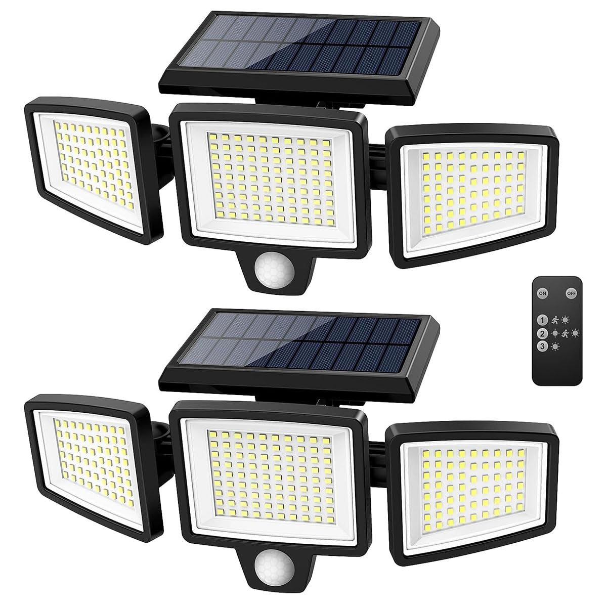 AoLa Outdoor Solar Lamps with Motion Detector, 2500LM LED Super Bright Solar Lamp with Remote Control Wall Light Rotatable 3 Modes IP65 Waterproof Solar Wall Sconce for Garden Fence,2 Stück