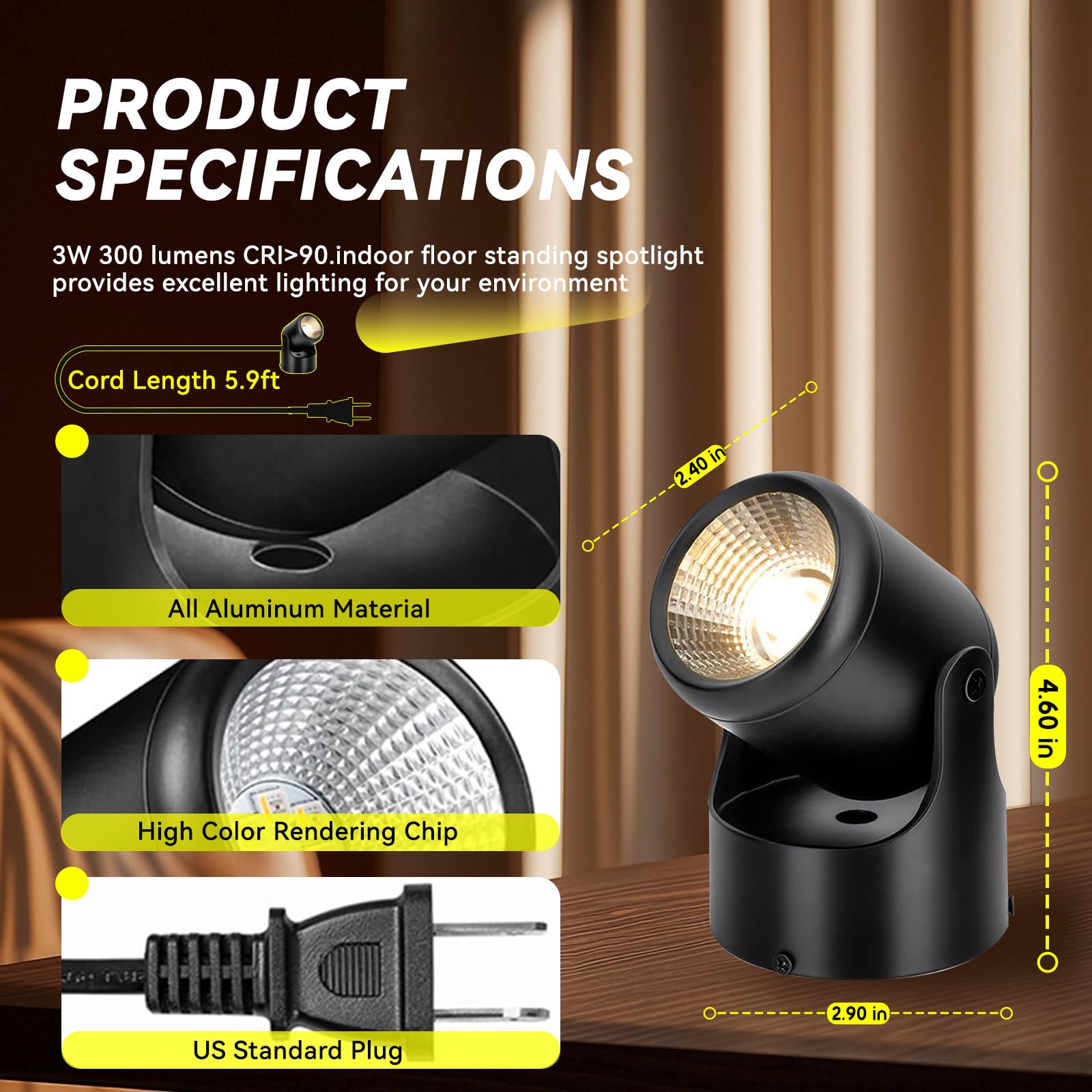 2Pack 12W Aufleuchtung Innenbeleuchtung mit Timer und Fernbedienung, 3 Farbmodi dimmbares Boden Spot Licht, 120V LED Akzent Spot Lichter für Pflanze, Kunstwerk, Bild, Dartboard, Ecke, Wand