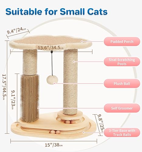 Miniatura 2 de Made4Pets - Poste rascador para gatos, autocuidado para gatos de interior, perca suave para descansar, rascador de sisal natural de 17.5 pulgadas de