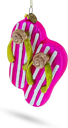 Chanclas rosadas, adorno de Navidad de cristal Chanclas rosadas, adorno de Navidad de cristal