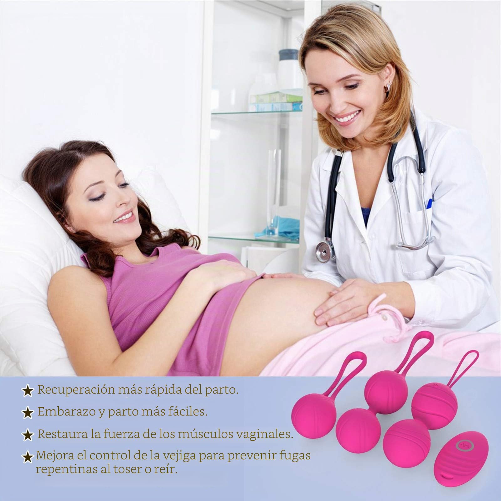 -Sëxúaleş Ṃastuṛbadoṛ Vịbrådoṛ Bolas Chinas de Ŝiliçona, Mãśtừrvầdör de Músculos, para Entrenamiento de Los Músculos Pélvicos Y Control de la Vejiga, Impermeable, Carga Usb, Juĝ