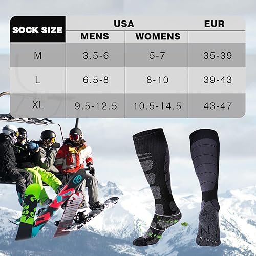 Miniatura 4 de Calcetines de esquí de lana merina térmica hasta la rodilla para invierno, snowboard, deportes, hombres y mujeres, caza